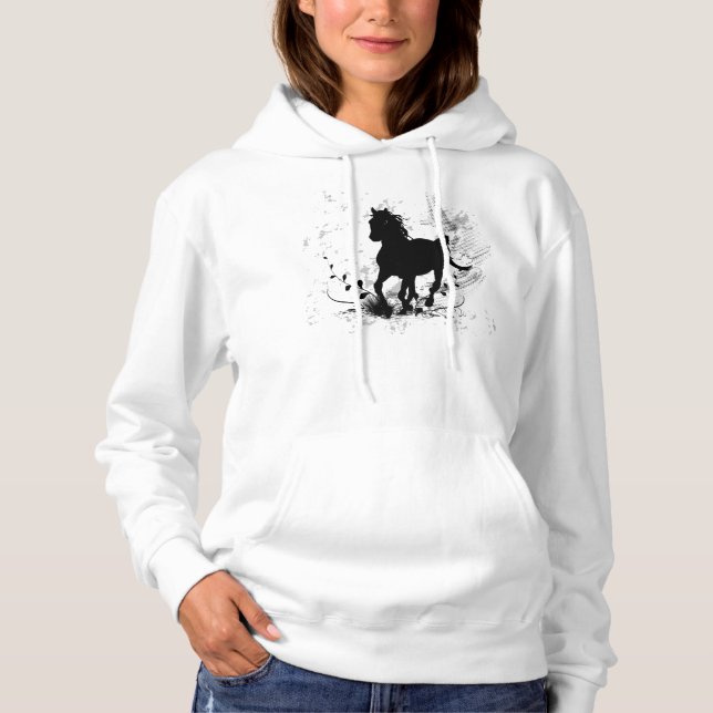 Pull À Capuche Silhouette, cheval noir (Devant)