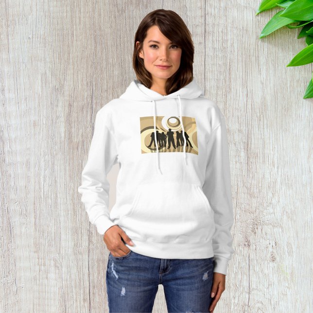 Pull À Capuche Silhouette rétro Personnes avec cercles Abstraits (Créateur téléchargé)