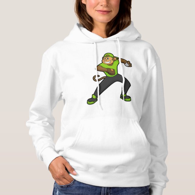 Pull À Capuche Singe au baseball avec batte de baseball (Devant)