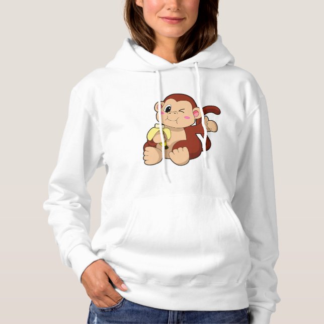 Pull À Capuche Singe bébé avec banane (Devant)
