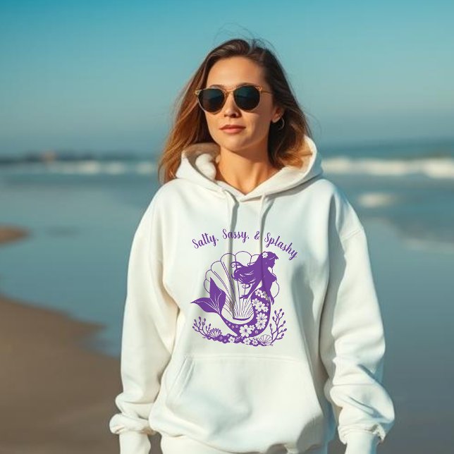 Pull À Capuche Sirène-salé hawaïen, sassy et violet éclatant (Hawaiian Mermaid Salty Sassy Splashy Fisherman Trend 2025, Beach, Coastal, gifts for her, summer)