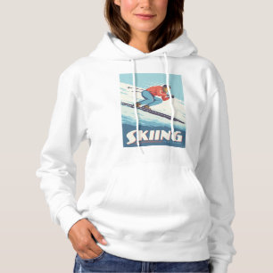 Pull À Capuche Ski est croire Retro Print