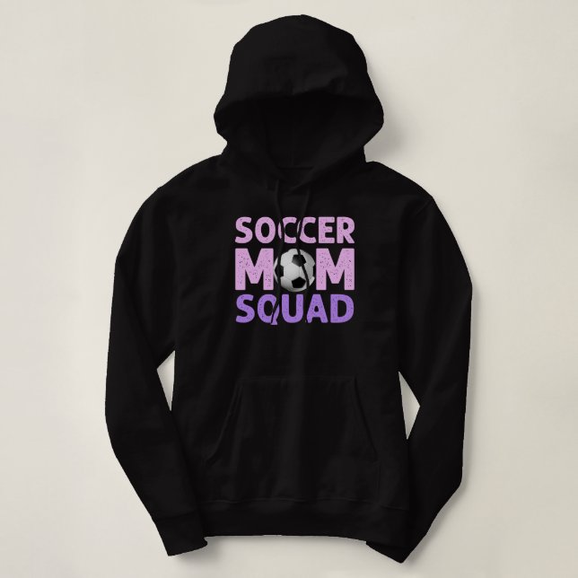 Pull À Capuche Soccer Maman Squad en rose et violet (Design devant)