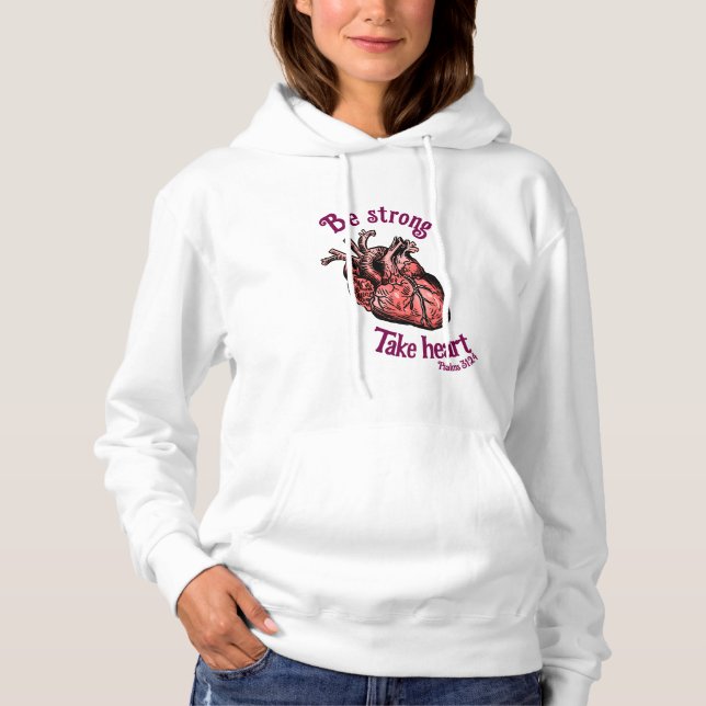 Pull À Capuche Sois forte, prends les femmes du coeur (Devant)