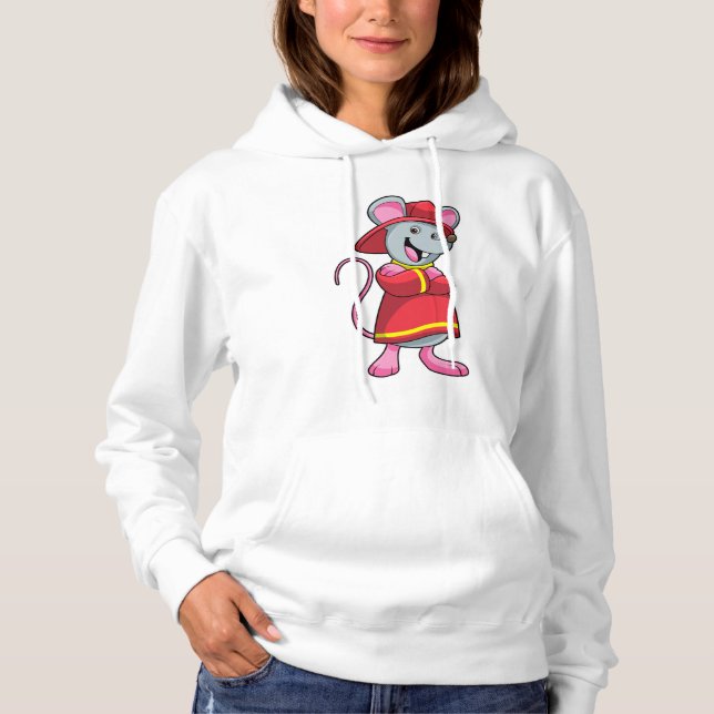 Pull À Capuche Souris comme pompier avec casque (Devant)