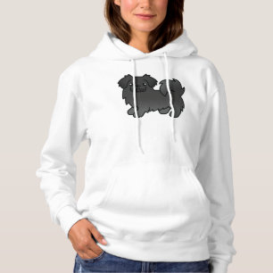 Pull À Capuche Spaniel Tibétain Noir Chien de Dessin Animé Mignon