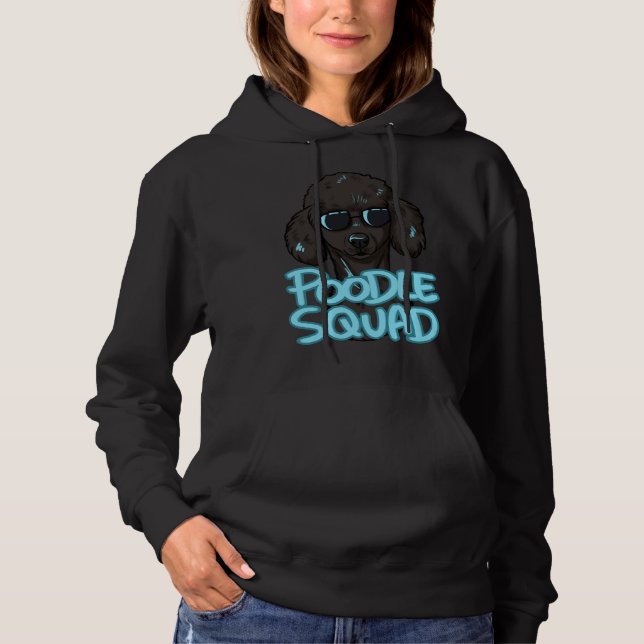 Pull À Capuche Squad de caniche noir en bleu (Devant)