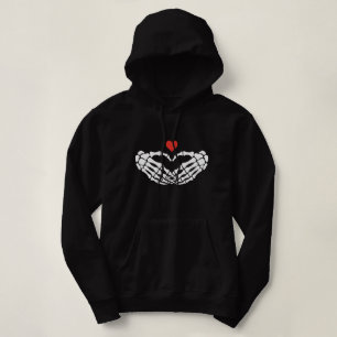 Pull À Capuche Squelette Mains Cœur Amour Gothique Esthétique Swe
