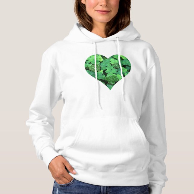 Pull À Capuche St. Patties jour vert shamrock Coeurs irlandais (Devant)