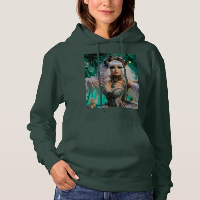 Pull À Capuche Steampunk Victorian Futuristic Green Dancer (Devant)