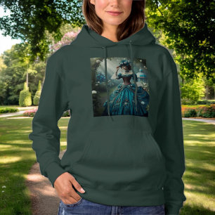 Pull À Capuche Steampunk Vintage Victorian Lady dans un jardin