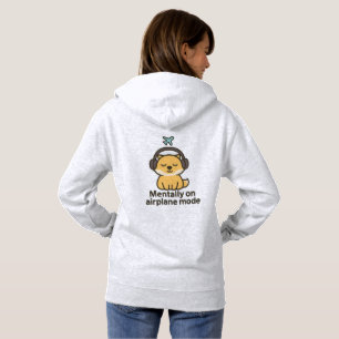 Pull À Capuche Sticker Cartoon Fox Mentale en mode avion