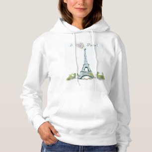 Pull À Capuche Stylo Tour Eiffel et croquis d'encre I heart Par