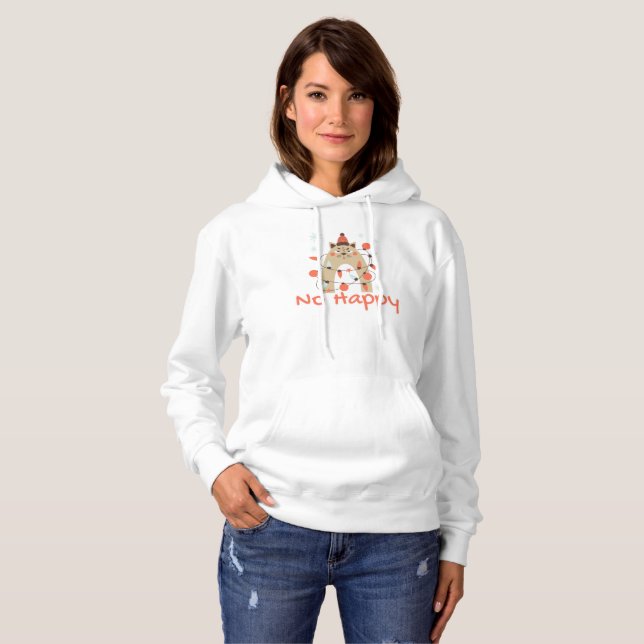 Pull À Capuche Sudadera No Happy Gatos, gatos (Devant entier)
