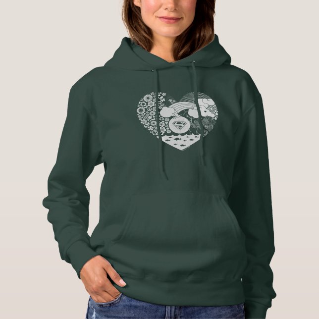 Pull À Capuche Supergirl Floral Peace Heart Graphisme (Devant)