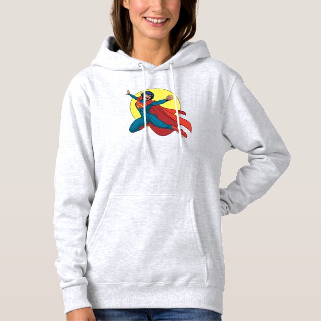 Pull À Capuche Supergirl volant en costume bleu (Devant)
