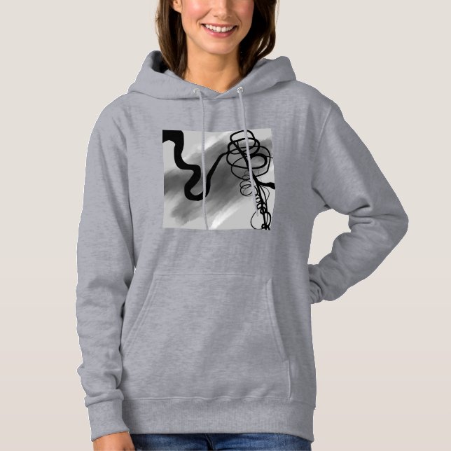 Pull À Capuche Sur la grille : gris Abstrait, noir et blanc (Devant)