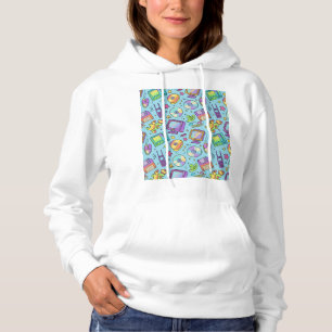 Pull À Capuche Sweat-shirt à capuche esthétique doodle rétro tech