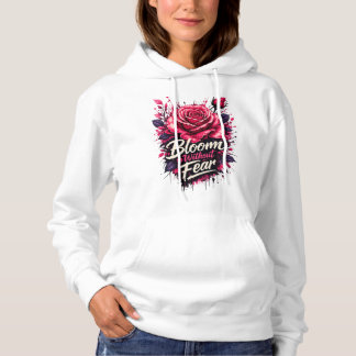Pull À Capuche Sweat-shirt pour femme à motif floral de rose rose
