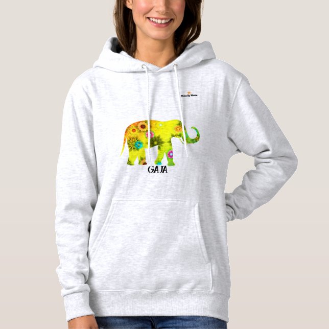 Pull À Capuche Sweatshirt à capuche avec éléphant jaune (Devant)