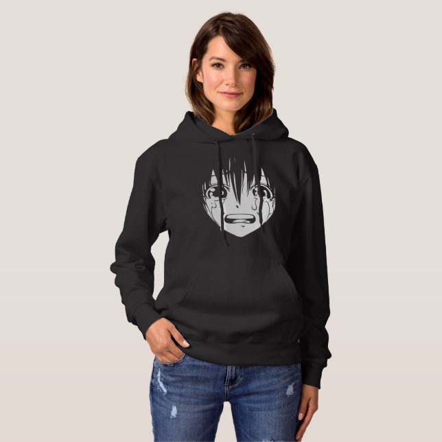 Pull À Capuche Sweatshirt à capuchon d'Anime : Fille pleurante (Devant entier)