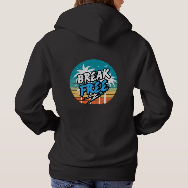 Pull À Capuche Sweatshirt Graphique Rétro « Échappez-vous » (Dos)