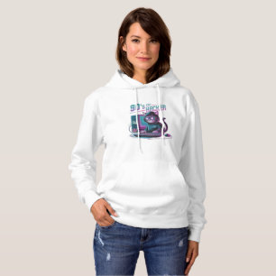 Pull À Capuche Sweatshirt Vibrant Rétro 90 Chat Hacker