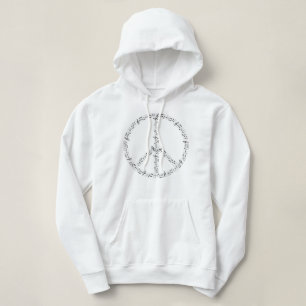 Pull À Capuche Symbole de paix ronde Black Music Notes