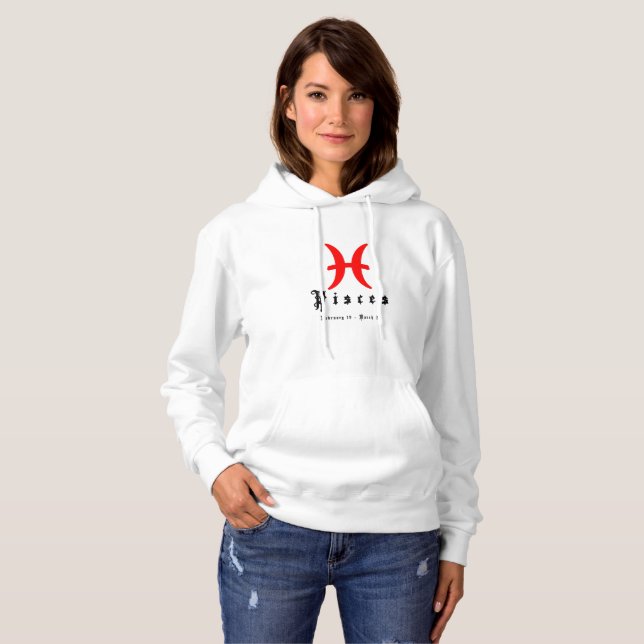 Pull À Capuche Symbole zodiaque de Pisces (Devant entier)