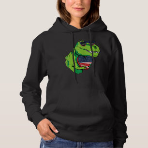 Pull À Capuche T Rex 4 juillet Cool Américain Drapeau Coeur Patri