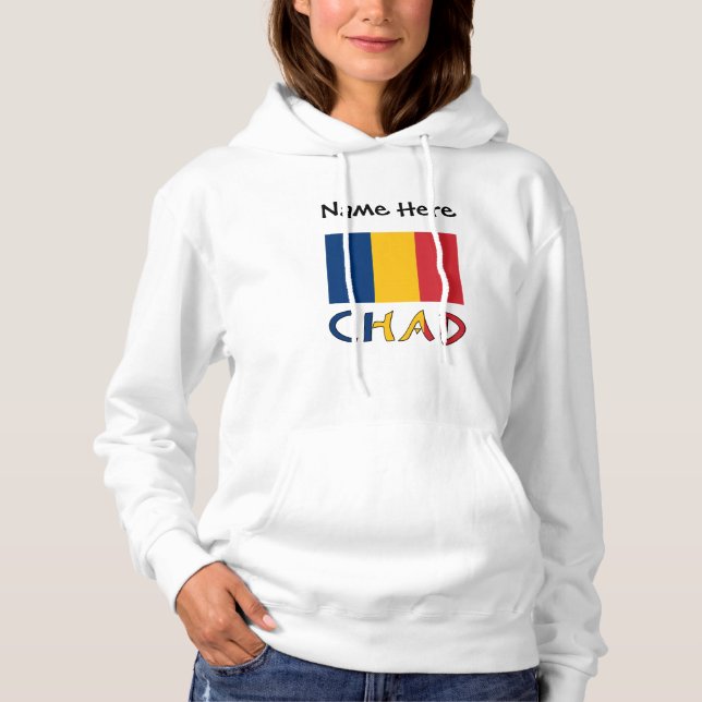 Pull À Capuche Tchad et Drapeau Tchadien Personnalisés  (Devant)