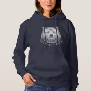 Pull À Capuche Tête D'Ours, Sauvage Et Libre, Illustration Dessin