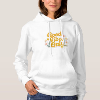 Pull À Capuche texte jaune "Good Vibes uniquement", T-shirt