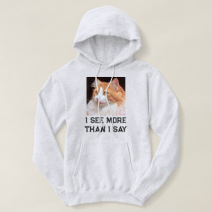 Pull À Capuche Texte noir cendré personnalisé Photo de chat migno