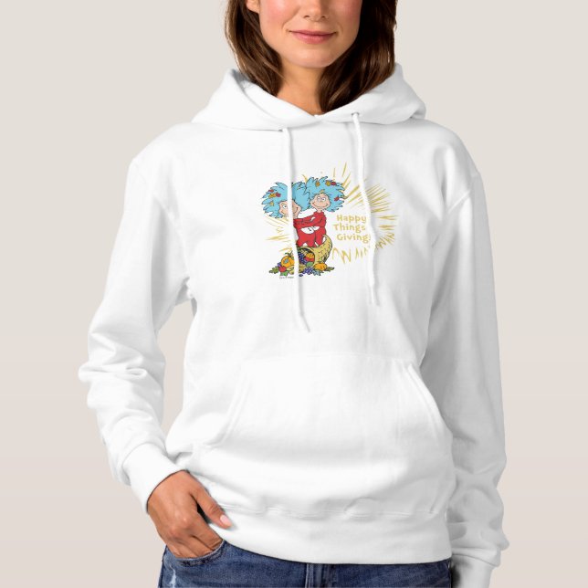 Pull À Capuche Thing One Thing Two Joyeux Things-Giving! (Devant)