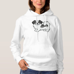 Pull À Capuche Tibétain Spaniel Parti-Coleur Noir Chien de Dessin