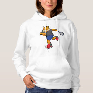 Pull À Capuche Tiger en tant que joueur de tennis avec raquette d