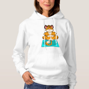 Pull À Capuche Tigre au Yoga sur tapis de Yoga