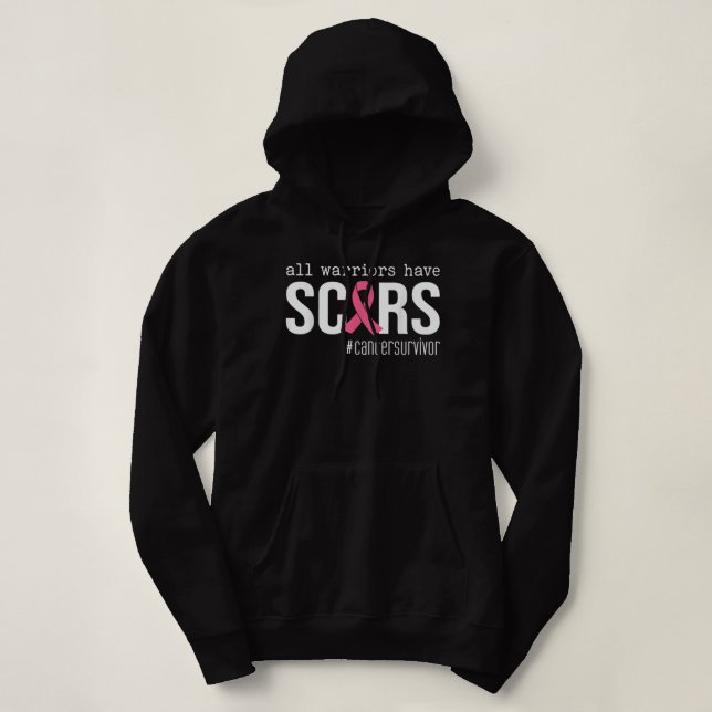Pull À Capuche tous les guerriers ont des cicatrices rose ruban c (Design devant)