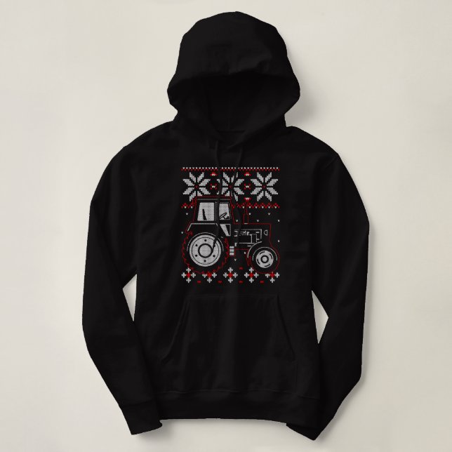 Pull À Capuche Tractor Lover Vilain pull de Noël, Farmer Farmi (Design devant)