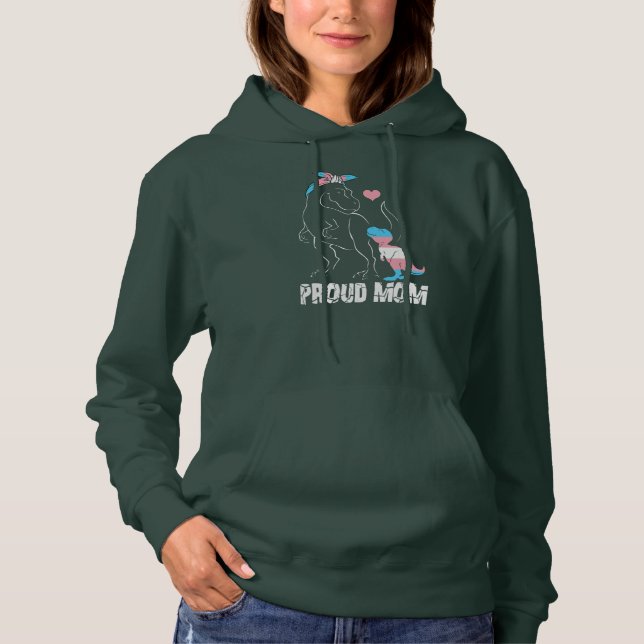 Pull À Capuche Trans Fière Maman Dinosaure Rex Fierté transgenre (Devant)