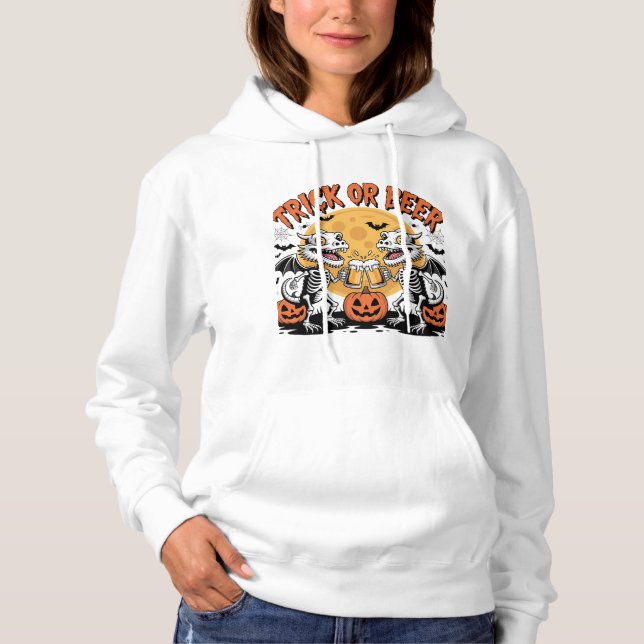 Pull À Capuche Trick ou bière Skeleton Dragons Art (Devant)