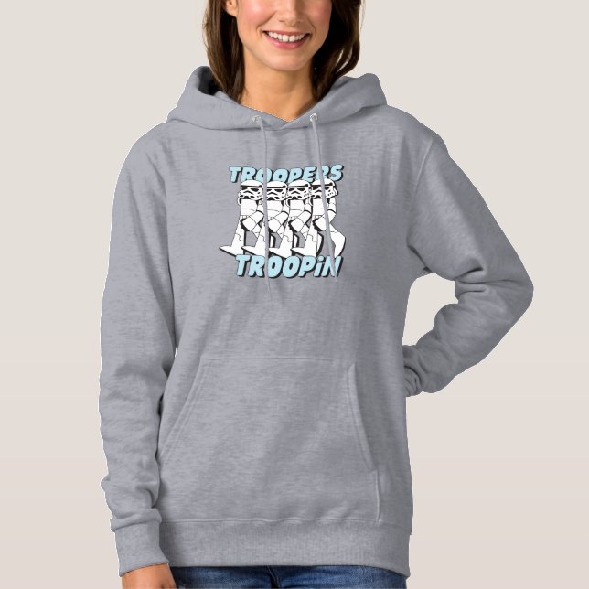 Pull À Capuche Troupes en marche dessin animé graphique (Devant)