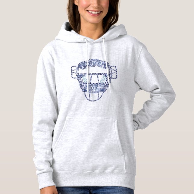 Pull À Capuche Typographie de Masque de baseball Mot Art (Devant)