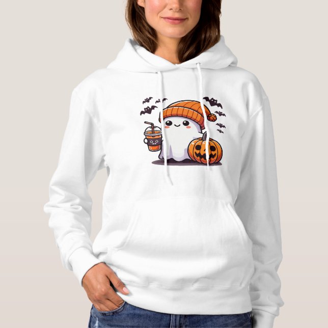 Pull À Capuche Un joli fantôme d'Halloween (Devant)