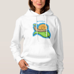Pull À Capuche Un mignon escargot heureux sur une illustration d'