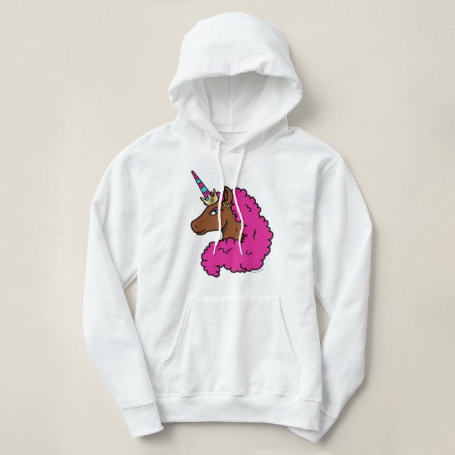 Pull À Capuche Unicorne Afro Rose Chaud (Design devant)