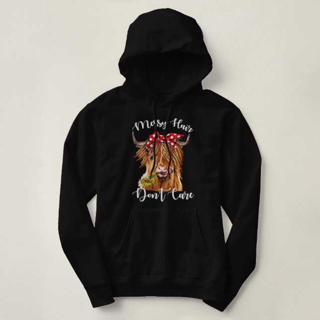 Pull À Capuche Vache Mooey Cheveux Messy Ne vous souciez pas High (Design devant)