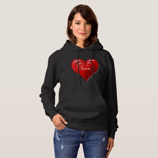 Pull À Capuche Valentine Red Heart Sweatshirt (Devant entier)