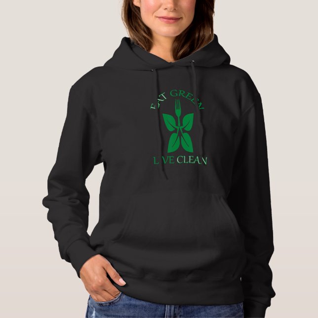 Pull À Capuche Vegan Diet Légumes Animaux Soins Manger Vert Vivre (Devant)